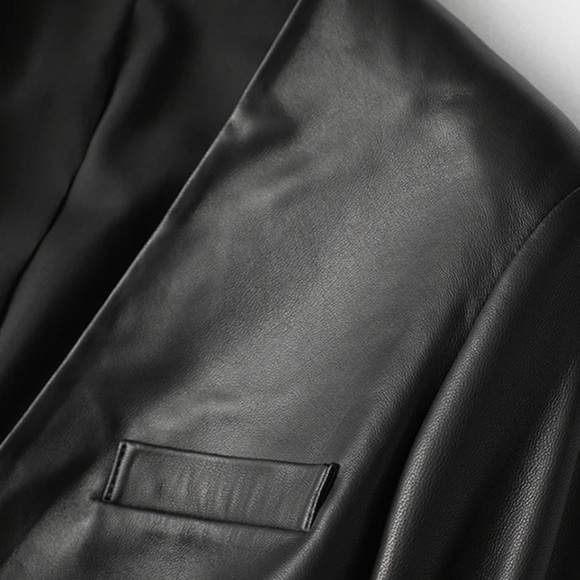 Black Faux Leather Blazer - Picture 3 of 6